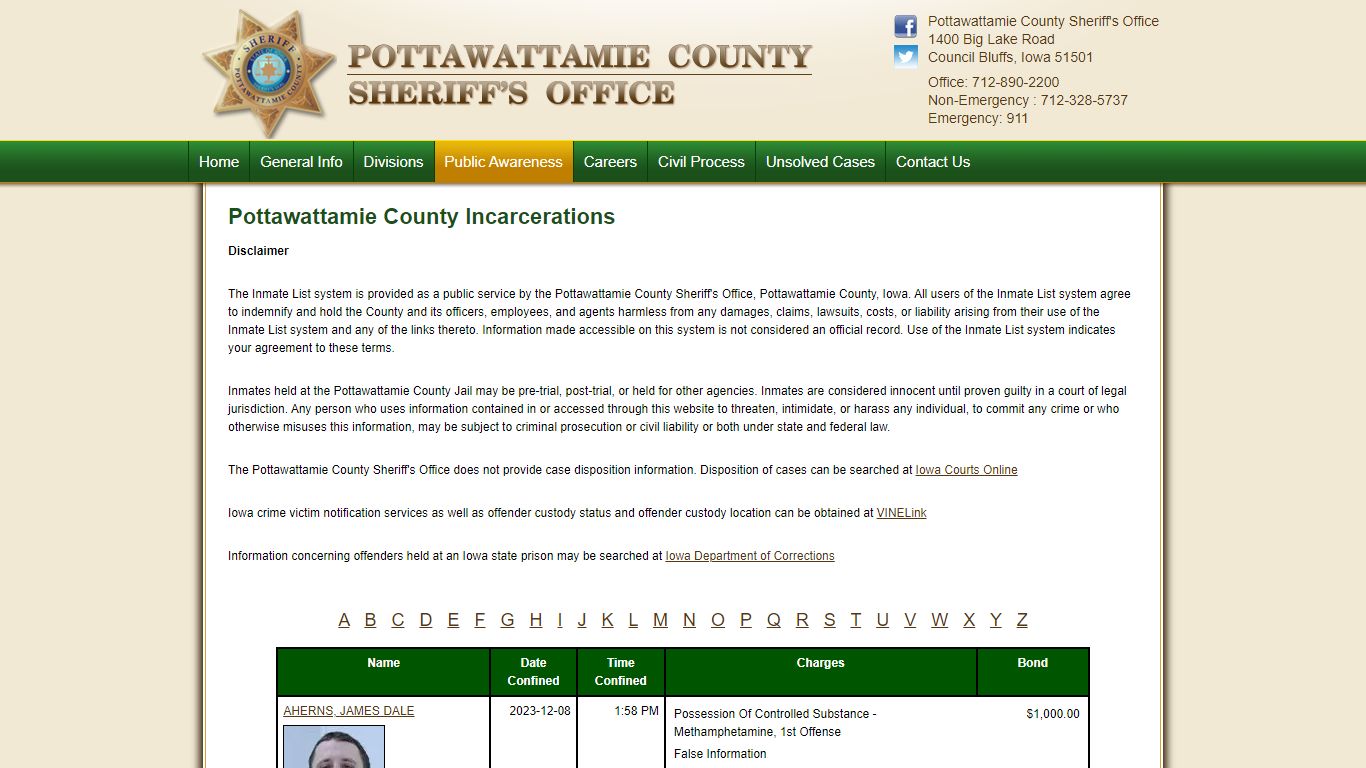 Incarcerations - Pottawattamie County Sheriff's Office