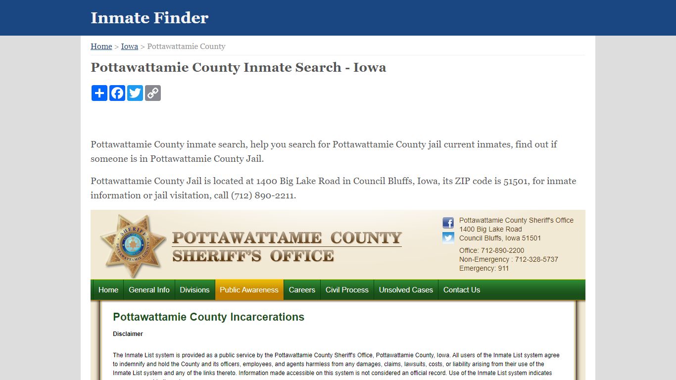 Pottawattamie County Inmate Search - Iowa